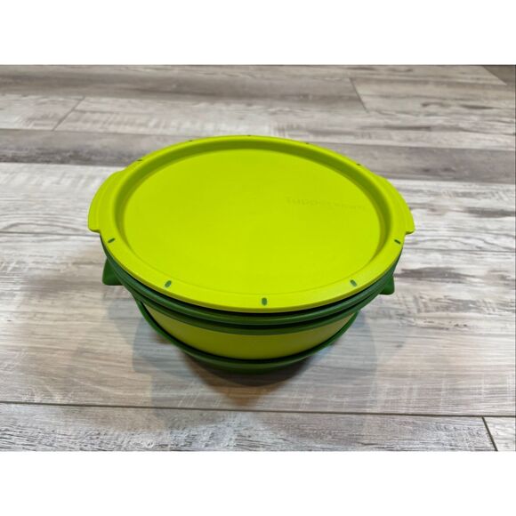 Tupperware Smart Steamer Microwave Green 4 Piece Cooker Set - Picture 4 of 13